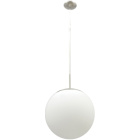 Pendant Light GLOBAL 1xE27 H.Reg.xD.20cm Satin Nickel/White