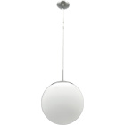 Pendant Light GLOBAL 1xE27 H.Reg.xD.30cm Satin Nickel/White