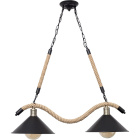 Pendant Light SOGA 2xE27 L.82xW.30xH.Reg.cm Rope Black