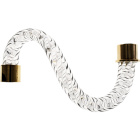 Glass twisted tubular arm 6in transparent with golden tips
