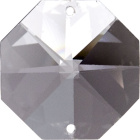 Pedra oitavada de cristal D.2,8cm 2 furos transparente (caixa)