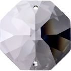 Piedra octógono de cristal D.2,8cm 2 taladros transparente (caja)