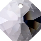 Crystal octagon stone D.1,4cm 2 holes transparent
