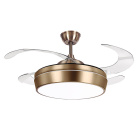 Ceiling fan DC SIMUN antique brass, 4 retractable blades, 72W LED 3000|4000|6500K, H.35xD.107/50cm