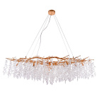 Ceiling Lamp SAPPORO 15xG9 L.150xW.75xH.Reg.cm with transparent cristals and gold frame