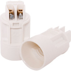White E14 2-pieces candle lampholder Ø24mm w/metal brackets or snap-on domes, in thermoplastic resin
