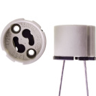 White GZ10 lampholder for mains powered halogen lamps, 25cm wire, in porcelain