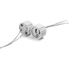 White GZ10 lampholder for mains powered halogen lamps, 25cm wire, in steatite