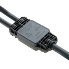 IP68 junction device w/ cord anchorage, 3 ways, for rubber cables D.external=6,5..12mm, black Nylon