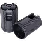 Black E14 2-pieces lampholder with threaded outer shell, in thermoplastic resin