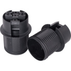 Black E14 2-pieces lampholder with half threaded outer shell, in thermoplastic resin