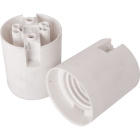 White E27 2-pieces lampholder with plain outer shell, in thermoplastic resin