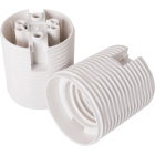 White E27 2-pieces lampholder with threaded outer shell, in thermoplastic resin