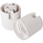 White E27 2-pieces lampholder with threaded outer shell, in thermoplastic resin