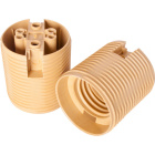 Gold E27 2-pieces lampholder with threaded outer shell, in thermoplastic resin