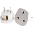 Plastic white plug adapter UK to European, 5x5x4,7cm, in plastic