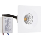 Foco de encastrar CENTIMO quadrado fixo 1x1W LED 65lm 4000K C.4,6xL.4,6xAlt.0,3cm Branco