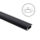 Black aluminium profile with tabs for LED strip with black diffuser (for recessed) W.24.7xH.7mm