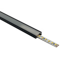 Black Profile for LED strip without tabs with opaline diffuser W.17.4xH.7mm