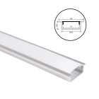 Aluminium profile with tabs for LED strip with opaline diffuser (to be recessed) W.29xH.9.8mm