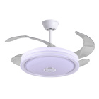 Ventilador DC MOON blanco, 4 aspas retráctiles, 72W LED 3000|4000|6000|RGBK, Al.45xD.108/50cm