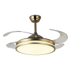 Ceiling fan DC DUNE antique brass, 4 retractable blades, 72W LED 3000|4000|6000K, H.35xD.108/50cm