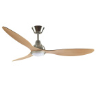 Ceiling fan DC DELFOS nickel/beech, 3 blades, 20W LED 4000K, H.40xD.132cm