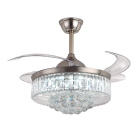 Ventilador DC BALMORAL níquel, 4 aspas retráctiles, 72W LED 3000|4000|6000K, Al.45xD.108/50cm