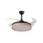 Ceiling fan COSMOS MINI black/beech 4 retractable blades 48W LED 3000|4000|6000K H.35xD.91/40cm