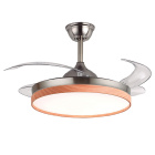 Ventilador DC COSMOS níquel/haya, 4 aspas retráctiles, 72W LED 3000|4000|6000K, Al.35xD.108/50cm