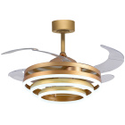 Ventilador DC SFERA oro, 4 aspas retráctiles, 72W LED 3000|4000|6000K, Al.45xD.108/50cm