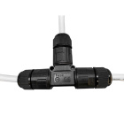 Ligador estanque preto em forma de T, 3x1.0-2.5mm2 450V/24A IP68 110°C