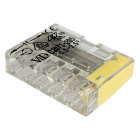 Ligador transparente e amarelo em plástico de pressão 5 polos 0,5-2,5mm para fio rígido (cx 100pcs)