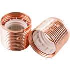 Copper plated threaded outer shell for 3-pieces metal lampholder, in metal