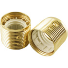 Brass-plated threaded outer shell for 3-pieces metal lampholder, in metal