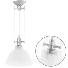 Pendant Light HERNER 1xE27 H.Reg.xD.32cm Glass White/Silver