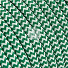 Flexible round fabric covered electrical cable H03VV-F 2x0,75 D.6.2mm white green TO102