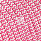 Flexible round fabric covered electrical cable H03VV-F 2x0,75 D.6.2mm white fuchsia TO106