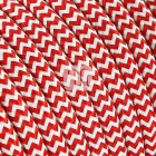 Flexible round fabric covered electrical cable H03VV-F 2x0,75 D.6.2mm white red TO107