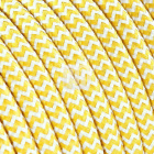 Flexible round fabric covered electrical cable H03VV-F 2x0,75 D.6.2mm white yellow TO108