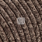 Flexible round fabric covered electrical cable H03VV-F 2x0,75 D.6.8mm canvas brown TO404