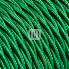 Cabo elétrico torcido revestido a tecido H05V2-K FRRTX 2x0,75mm2 D.5.8mm, em verde TR2