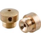 Endsafe with hole H.1,3xD.1,2cm, 1 hole with  d.2,2mm M10x1, without break, in raw brass