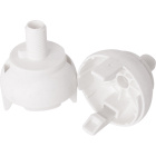 Capa branca para suporte E27 de 2-peças com rosca macho e travão, em resina termoplástica