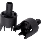 Black dome for E14 2-pc lamph. w/thread.stem, stop, built-in cord-grip, anti-rot. dev., thermopl.res