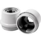 White dome for E14 3-pieces lampholder with metal nipple (M10x1) and stem locking screw, in bakelite