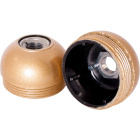 Gold dome for E27 3-pieces lampholder with metal nipple M10 and stem locking screw, in bakelite