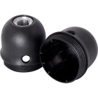 Black dome for E27 3-pc lampholder w/metal nipple M10, stem lock. screwand side hole, thermopl. resi