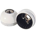 White dome for E27 3-pc lampholder with metal nipple M10, stem lock. screw, earth terminal, bakelite