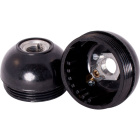 Black dome for E27 3-pc lampholder with metal nipple M10, stem lock. screw, earth terminal, bakelite